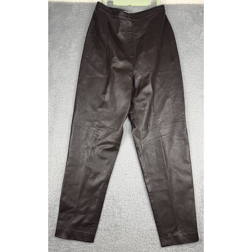 Valerie Stevens New Zealand Lambskin Leather Pants Women’s 10 Brown Straight Leg